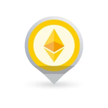 Ethereum logo. Cryptocurrency icon in the shape of map pointer or marker.  Stock Illustration
