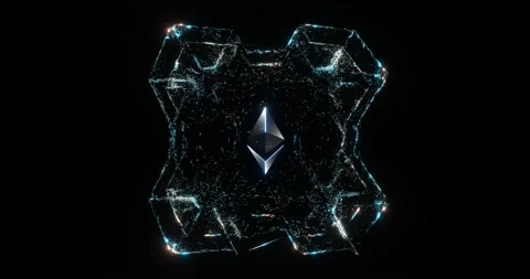 The ethereum logo surrounded by flickering particles Stock Footage 170000811