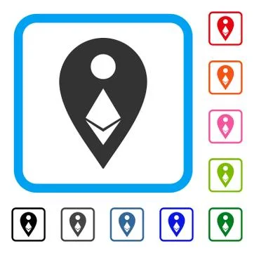 Ethereum Map Marker Framed Icon Stock Illustration