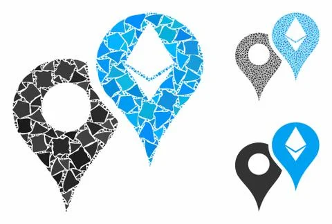 Ethereum map markers Composition Icon of Irregular Items Illustrazione stock