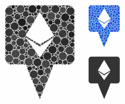 Ethereum map pointer Mosaic Icon of Circles Stock Illustration