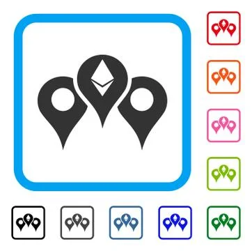 Ethereum Map Pointers Framed Icon イラスト素材