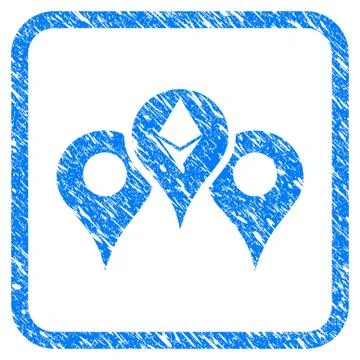 Ethereum Map Pointers Framed Stamp Illustrazione stock