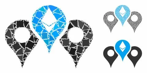 Ethereum map pointers Mosaic Icon of Raggy Parts Stock Illustration