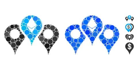 Ethereum Map Pointers Mosaic Icon of Spheric Items Illustrazione stock