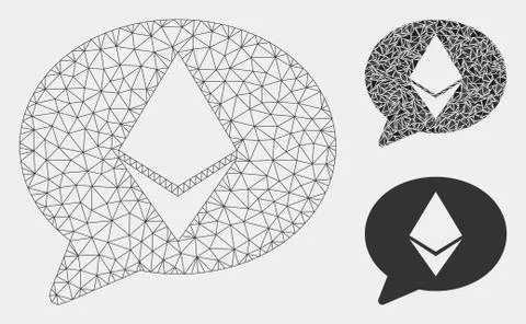Ethereum Message Balloon Vector Mesh Network Model and Triangle Mosaic Icon Ilustración de archivo