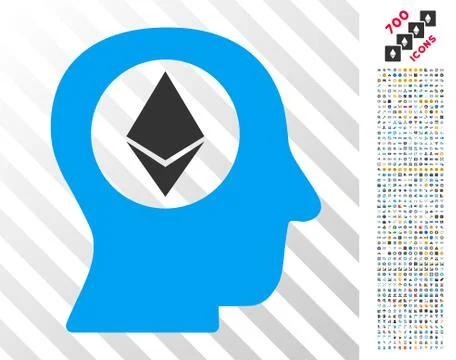 Ethereum Mind Flat Icon with Bonus Illustrazione stock