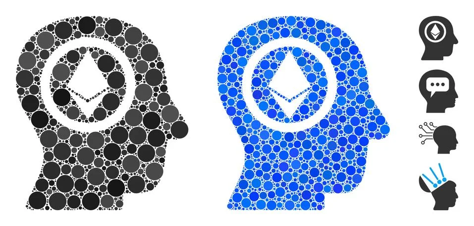 Ethereum Mind Head Composition Icon of Circles Stock Illustration