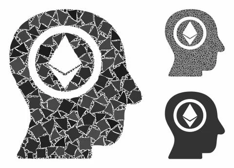Ethereum mind head Mosaic Icon of Ragged Elements 스톡 일러스트