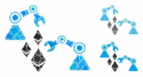 Ethereum mine robotics Composition Icon of Irregular Parts 스톡 일러스트