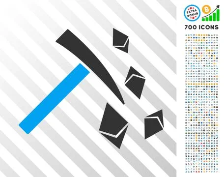 Ethereum Mining Hammer Flat Icon with Bonus Stock Illustration