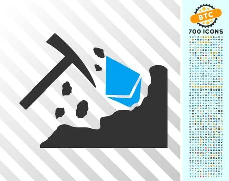 Ethereum Mining Hammer Flat Icon with Bonus Stock Illustration