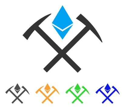 Ethereum Mining Hammers Vector Icon Stock Illustration