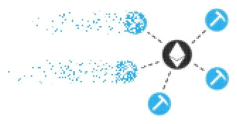 Ethereum Mining Pool Dissipated Pixel Icon Stock Illustration