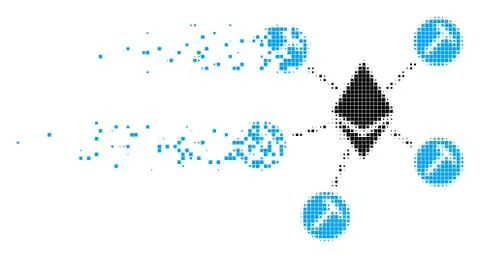 Ethereum Mining Pool Dissolving Pixel Icon Stock Illustration