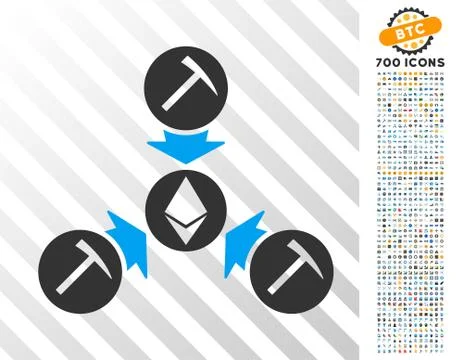 Ethereum Mining Pool Flat Icon with Bonus Illustrazione stock