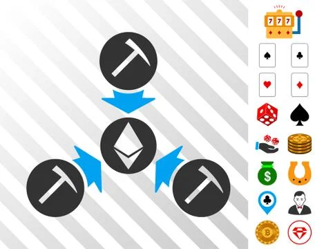 Ethereum Mining Pool Icon with Bonus Stock Illustration