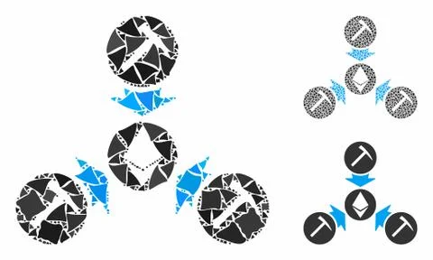 Ethereum mining pool Mosaic Icon of Raggy Pieces 스톡 일러스트