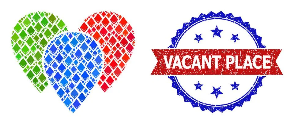 Ethereum Mosaic Map Pointers Icon and Scratched Bicolor Vacant Place Stamp Stockillustratie