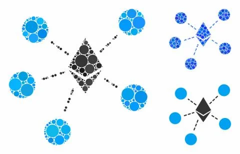 Ethereum net structure Mosaic Icon of Round Dots Illustrazione stock
