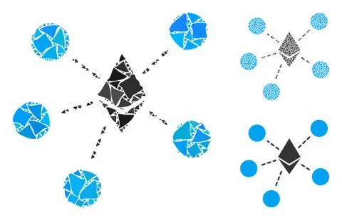 Ethereum net structure Mosaic Icon of Rough Pieces Stock Illustration