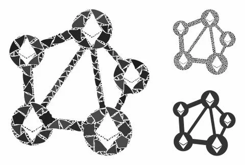 Ethereum network Composition Icon of Irregular Pieces 스톡 일러스트