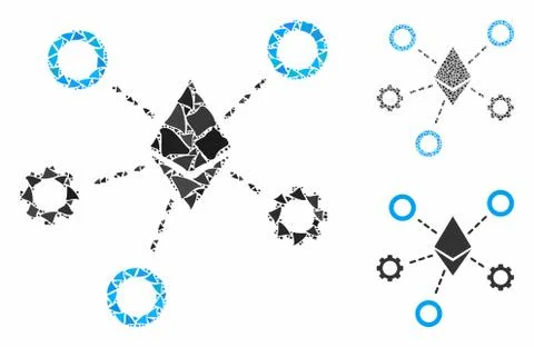Ethereum network nodes Composition Icon of Abrupt Parts Illustrazione stock