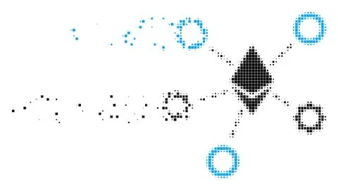 Ethereum Network Nodes Damaged Pixel Icon Illustrazione stock