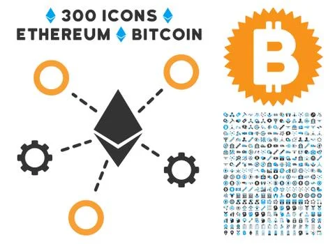 Ethereum Network Nodes Flat Icon with Illustrazione stock