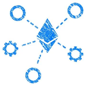 Ethereum Network Nodes Grunge Icon Illustrazione stock
