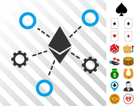 Ethereum Network Nodes Icon with Bonus Illustrazione stock