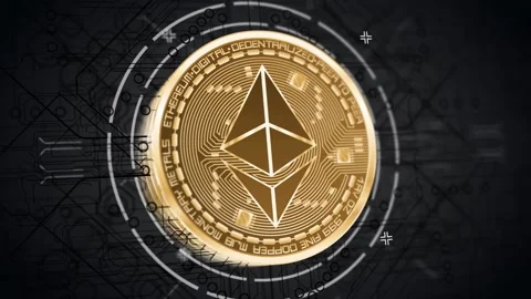 Ethereum new digital coin money for minting NFTs, ETH blockchain crypto currency Stock Footage