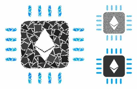 Ethereum processor chip Composition Icon of Unequal Parts Illustrazione stock