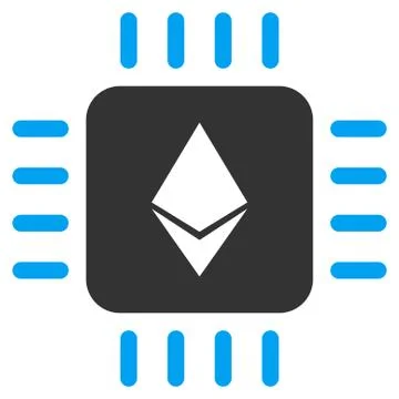 Ethereum Processor Chip Flat Vector Icon Stockillustratie