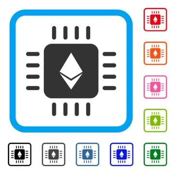 Ethereum Processor Chip Framed Icon Stock Illustration