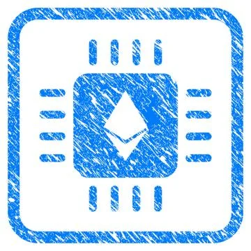 Ethereum Processor Chip Framed Stamp 库存插图