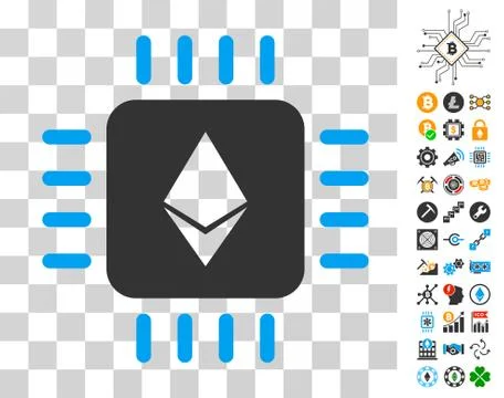 Ethereum Processor Chip Icon with Bonus Stock Illustration