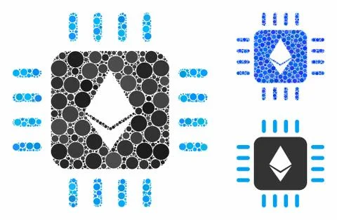 Ethereum processor chip Mosaic Icon of Circle Dots Stockillustratie