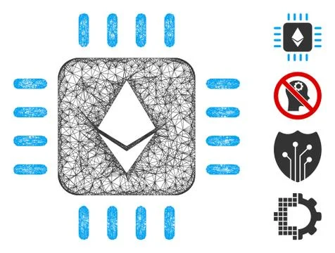 Ethereum Processor Chip Web Vector Mesh Illustration Illustrazione stock