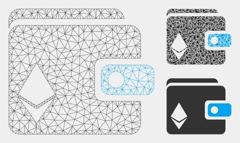 Ethereum Purse Vector Mesh Network Model and Triangle Mosaic Icon Stock Illustration