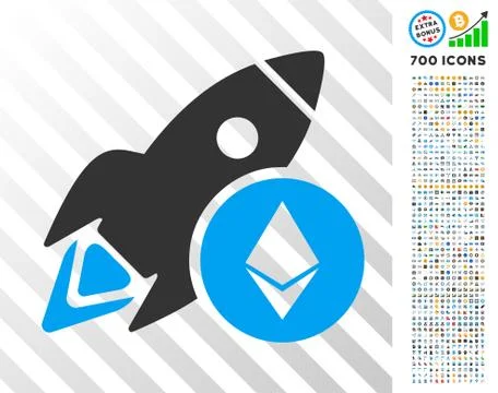 Ethereum Rocket Flat Icon with Bonus Stock Illustration