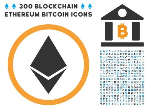 Ethereum Rounded Flat Icon with Collection Stock Illustration