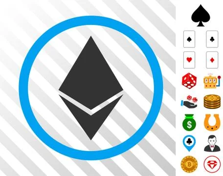 Ethereum Rounded Icon with Bonus 스톡 일러스트
