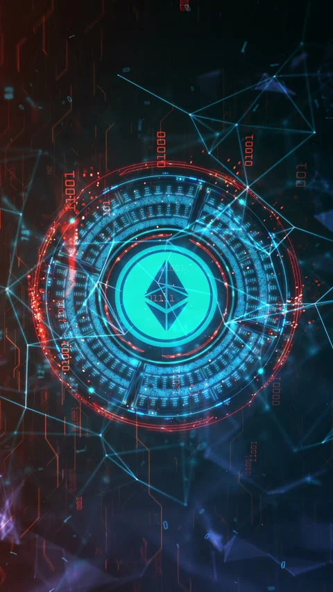 ETHEREUM Sci-fi Motion Graphics Looped Vertical Video Stock Footage 307498526