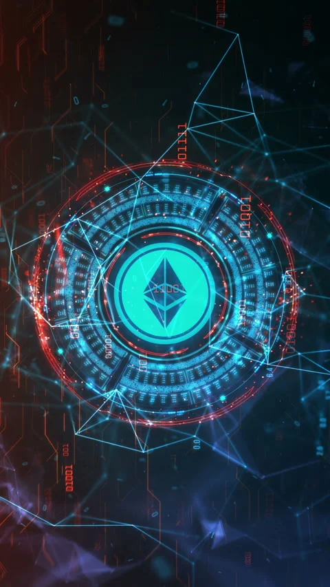 ETHEREUM Sci-fi Motion Graphics Looped Vertical Video Stock Footage 308449189