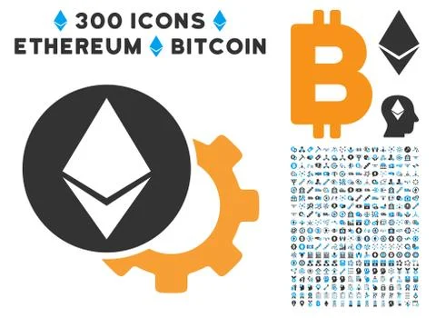 Ethereum Settings Gear Flat Icon with Stock Illustration