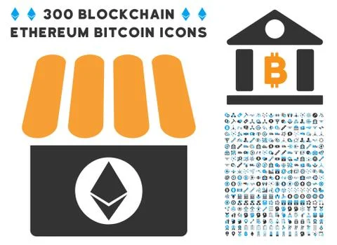 Ethereum Shop Flat Icon with Illustrazione stock