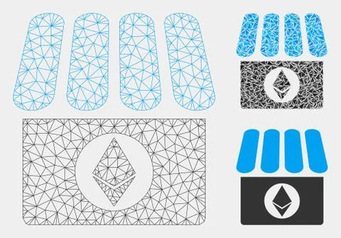 Ethereum Shop Vector Mesh 2D Model and Triangle Mosaic Icon Stock Illustration