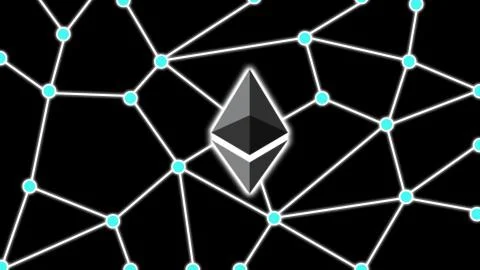 Ethereum Simple Black Background Network Concept Stock Illustration