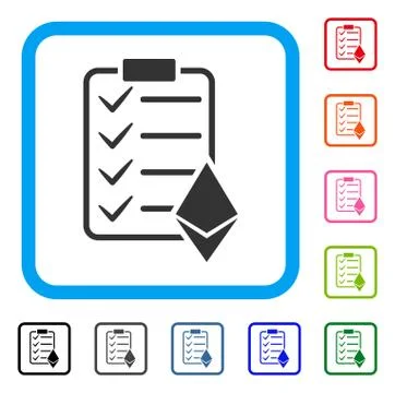 Ethereum Smart Contract Framed Icon Ilustração Stock